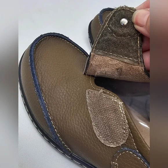 Terrikat Women's Classic Leather Loafers Slip-On Comfort Walking Sz 7.5 Khaki - Picture 10 of 13